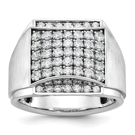 14k White Gold Men's Polished and Satin Diamond Ring Mounting