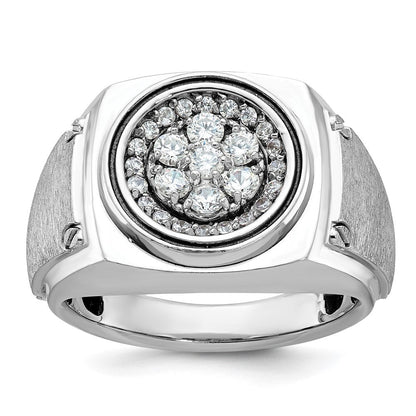 14k White Gold Men's Polished and Satin Diamond Ring Mounting