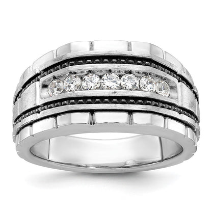 14k White Gold Men's Polished and Satin Diamond Ring Mounting