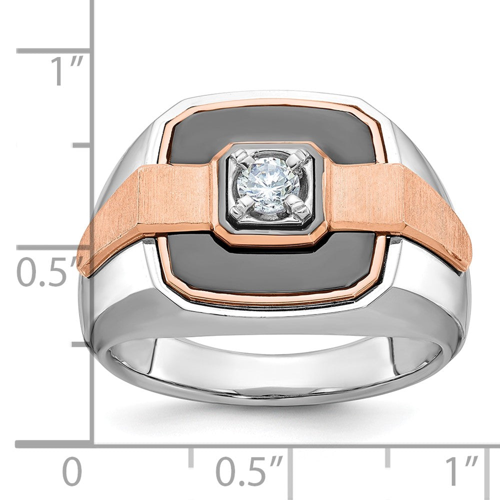 14k White/Rose Gold Two-tone Gold White/Rose w/Black Rhodium Men's 1/3 carat Diamond Complete Ring