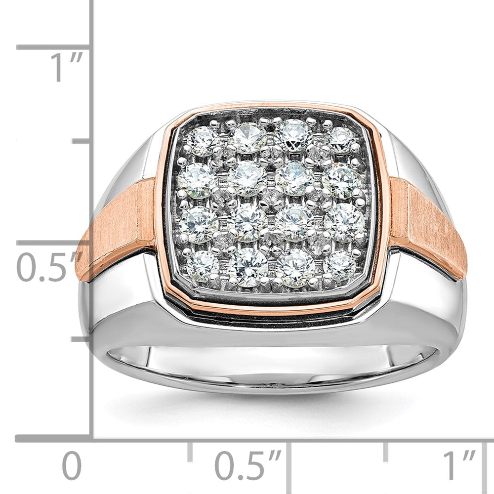 14k White/Rose Gold Two-tone Gold White/Rose Men's Satin Diamond Ring Mounting
