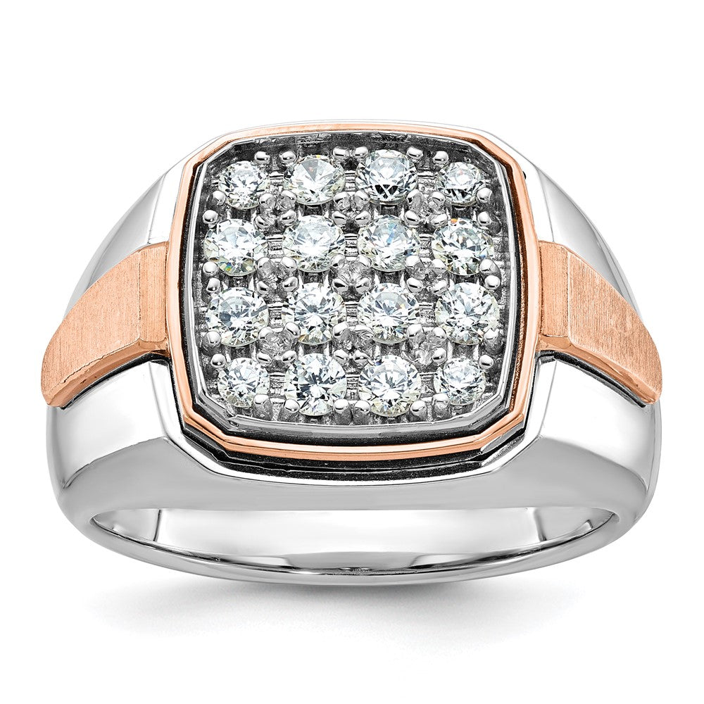 14k White/Rose Gold Two-tone Gold White/Rose Men's Satin Diamond Ring Mounting
