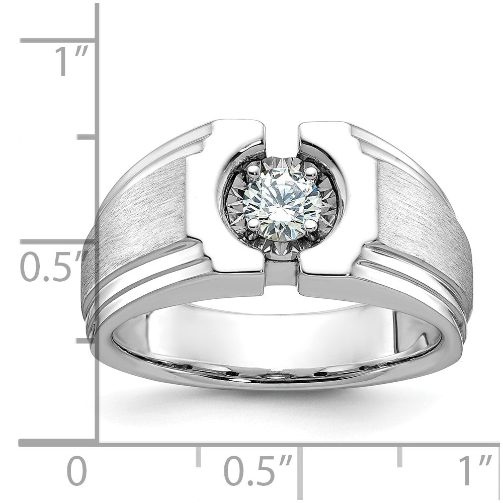 14k White Gold Men's Polished and Satin Diamond Ring Mounting