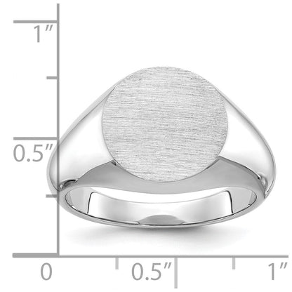 14k White Gold 16x14mm Men's Round Signet Ring