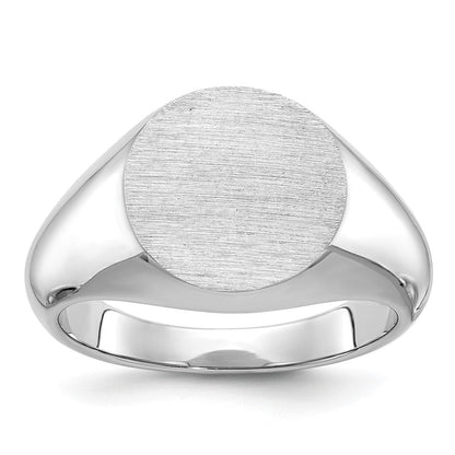 14k White Gold 16x14mm Men's Round Signet Ring