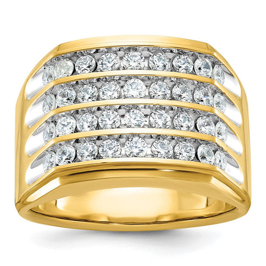 14k Yellow Gold Men's Four-row Diamond Ring Mounting