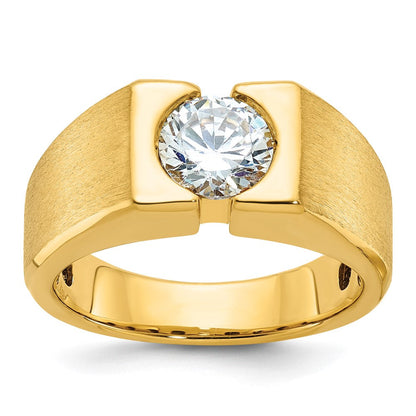 14k Yellow Gold Men's Polished and Satin Diamond Ring Mounting
