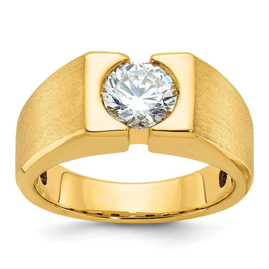 14k Yellow Gold Men's Polished and Satin Diamond Ring Mounting