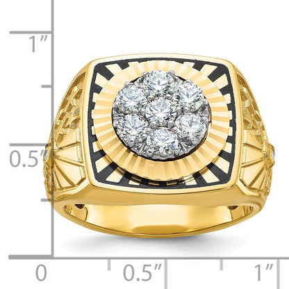 14k Two-tone Gold Men's Enameled 1 carat Diamond Complete Ring
