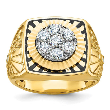 14k Two-tone Gold Men's Enameled 1 carat Diamond Complete Ring