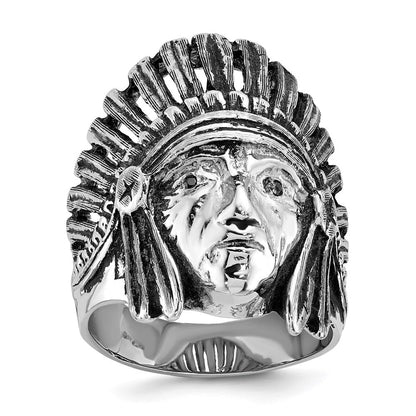 14k White Gold Men's Antiqued Diamond Native Headdress Ring Mounting