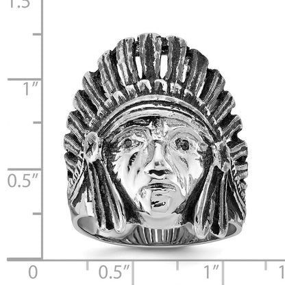 14k White Gold Men's Antiqued Diamond Native Headdress Ring Mounting