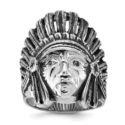 14k White Gold Men's Antiqued Diamond Native Headdress Ring Mounting