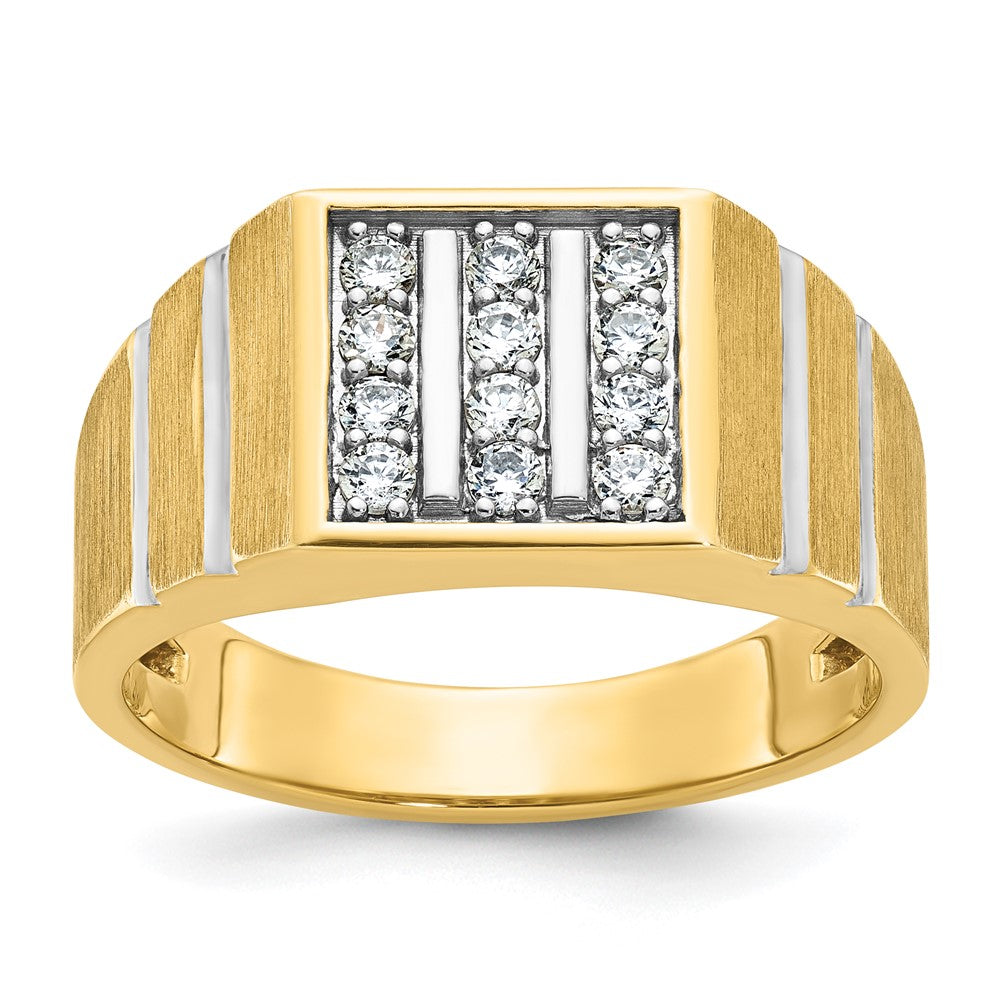 14k Yellow Gold Men's Polished and Satin Diamond Ring Mounting