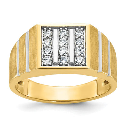 14k Yellow Gold Men's Polished and Satin Diamond Ring Mounting