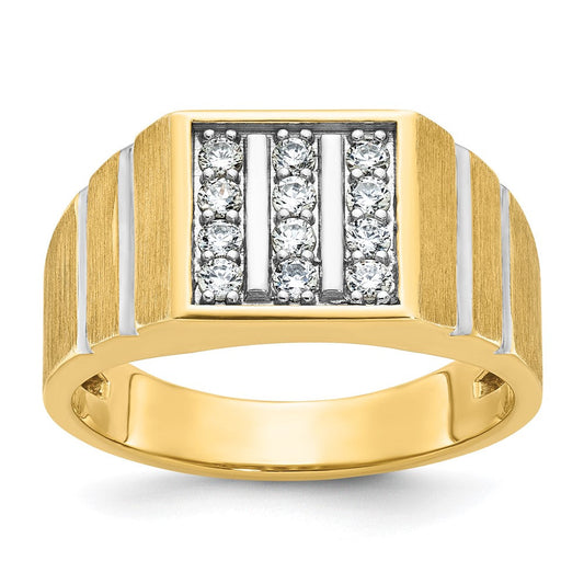 14k Yellow Gold Men's Polished and Satin Diamond Ring Mounting