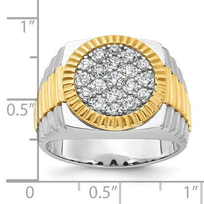 14k Two-tone Gold Men's Polished and Satin Diamond Ring Mounting