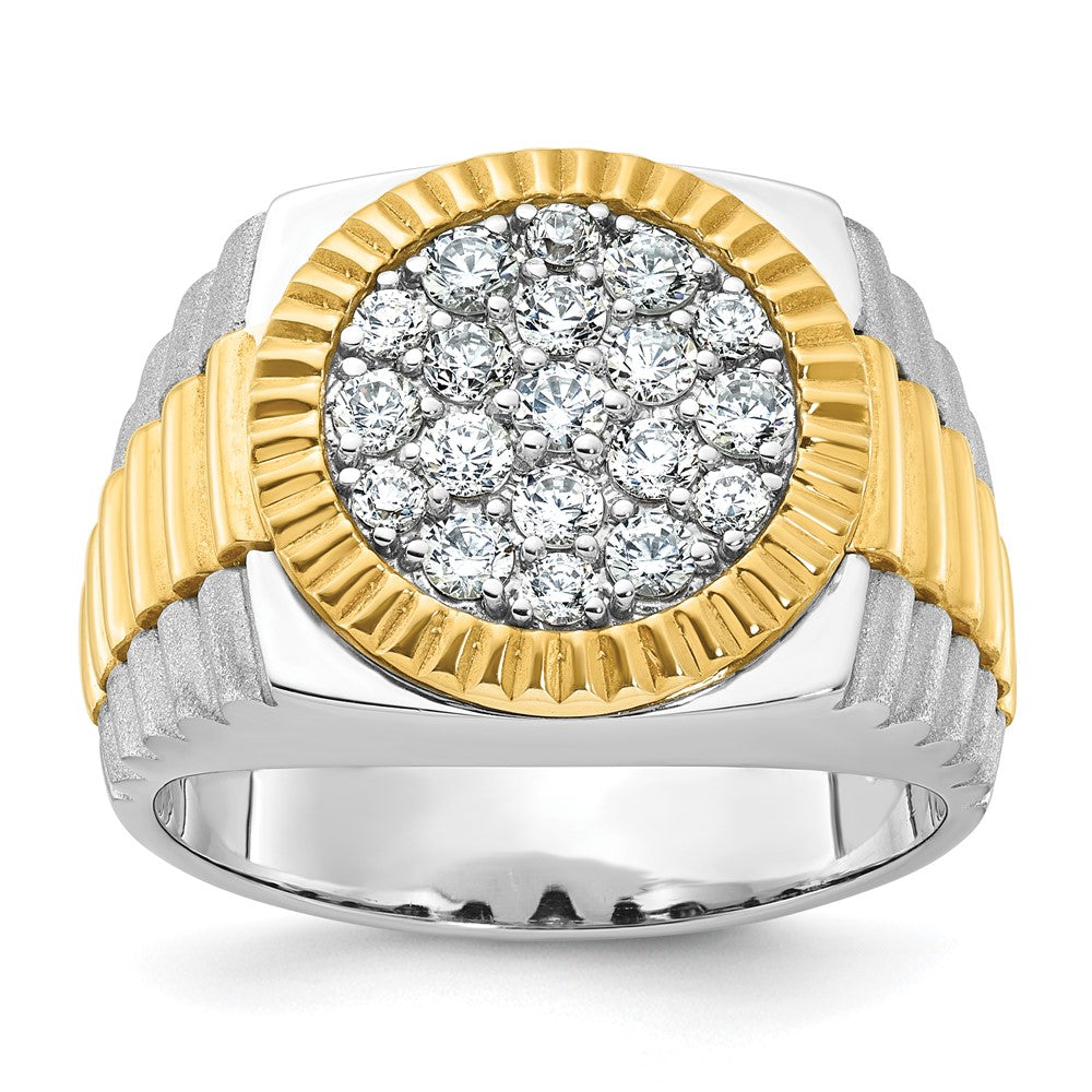 14k Two-tone Gold Men's Polished and Satin Diamond Ring Mounting