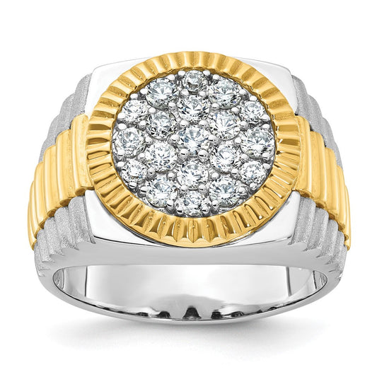 14k Two-tone Gold Men's Polished and Satin Diamond Ring Mounting