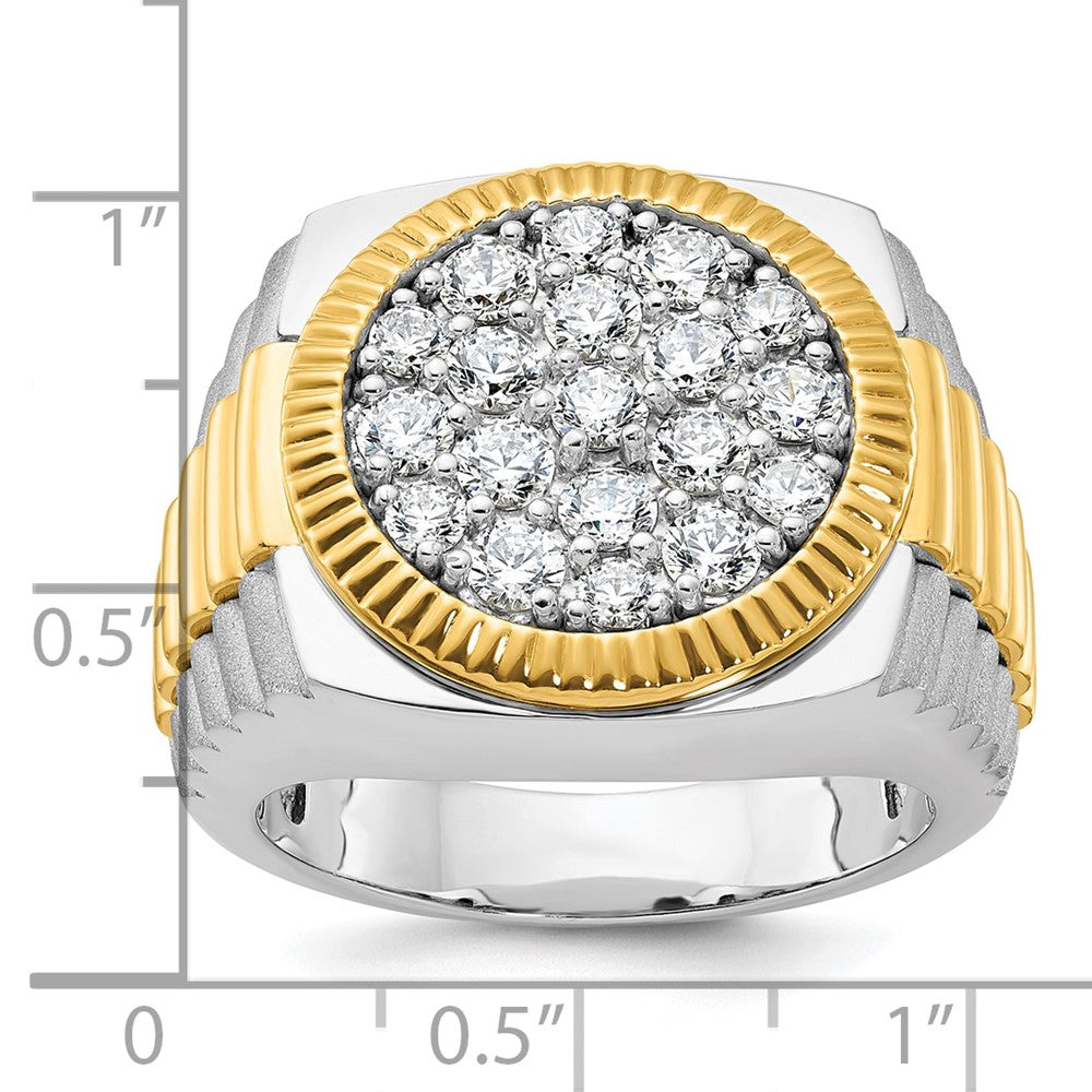 14k Two-tone Gold Men's Polished and Satin Diamond Ring Mounting