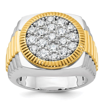 14k Two-tone Gold Men's Polished and Satin Diamond Ring Mounting