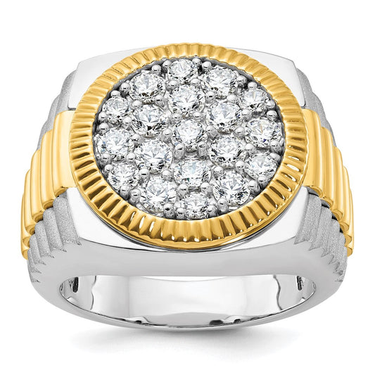14k Two-tone Gold Men's Polished and Satin Diamond Ring Mounting
