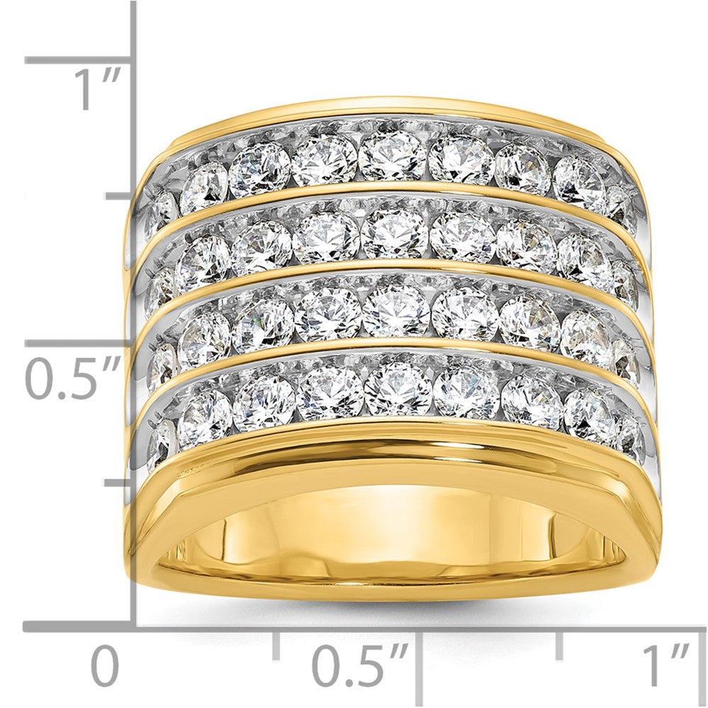 14k Yellow Gold Men's Four-row Diamond Ring Mounting