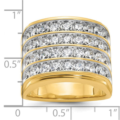14k Yellow Gold Men's Four-row Diamond Ring Mounting