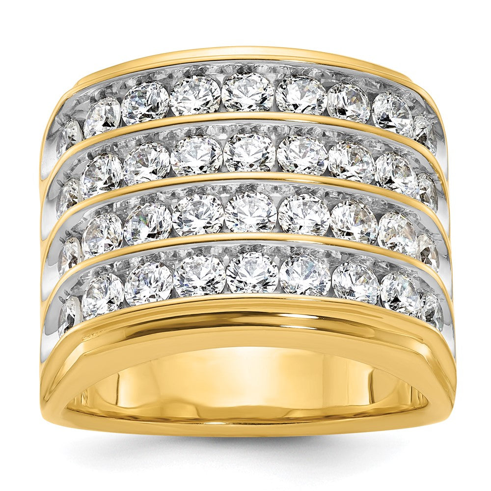 14k Yellow Gold Men's Four-row Diamond Ring Mounting