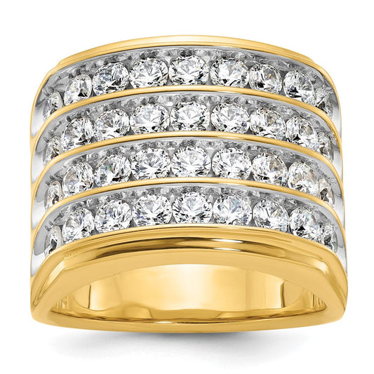 14k Yellow Gold Men's Four-row Diamond Ring Mounting