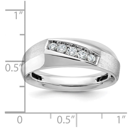 14k White Gold Men's Polished and Satin 1/4 carat Diamond Complete Ring