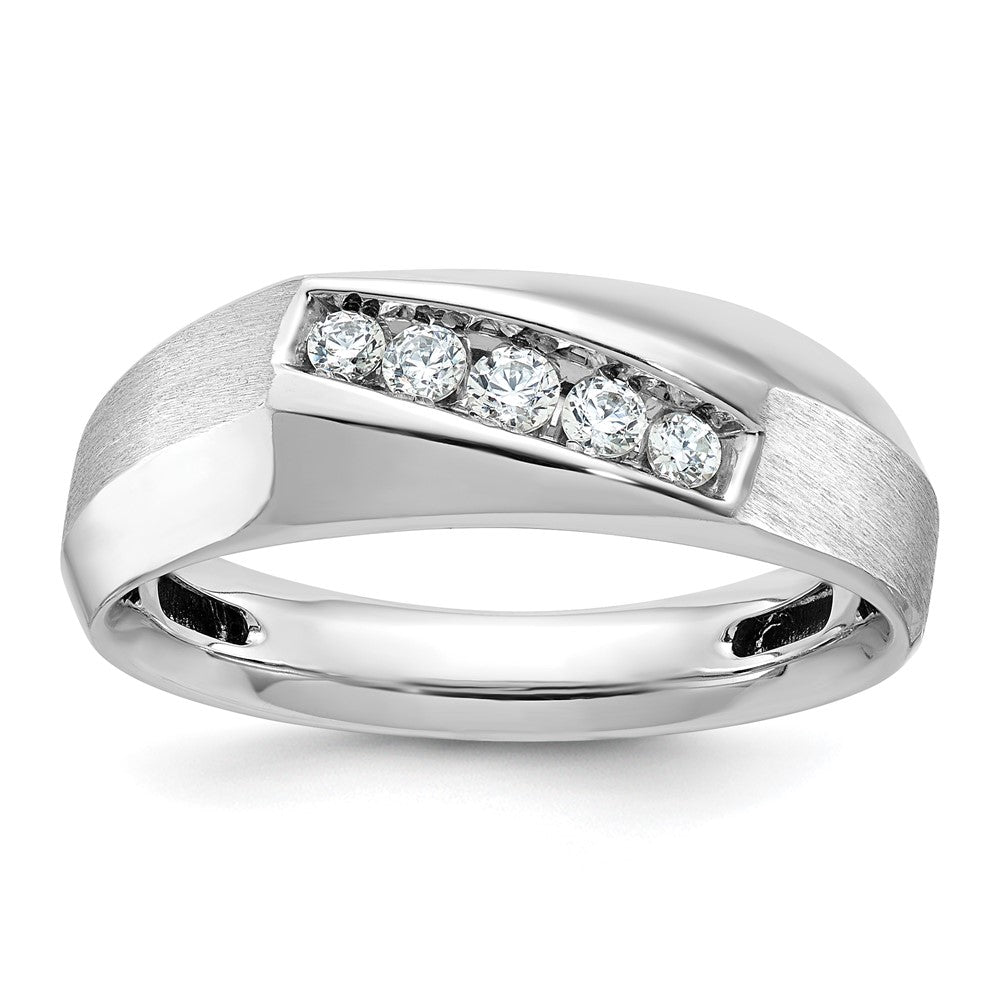 14k White Gold Men's Polished and Satin Diamond Ring Mounting