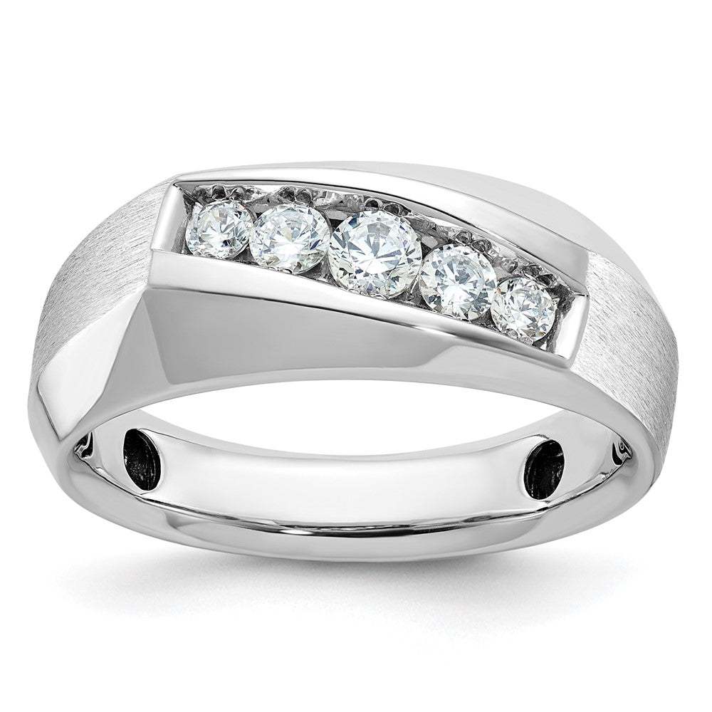 14k White Gold Men's Polished and Satin Diamond Ring Mounting