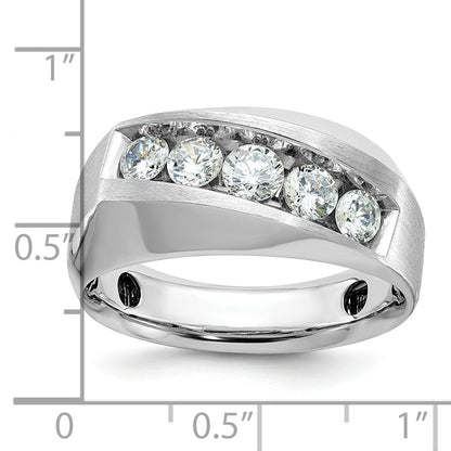 14k White Gold Men's Polished and Satin Diamond Ring Mounting