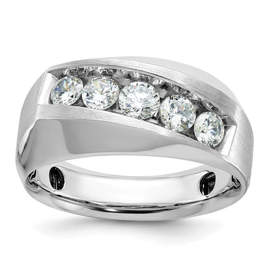 14k White Gold Men's Polished and Satin Diamond Ring Mounting