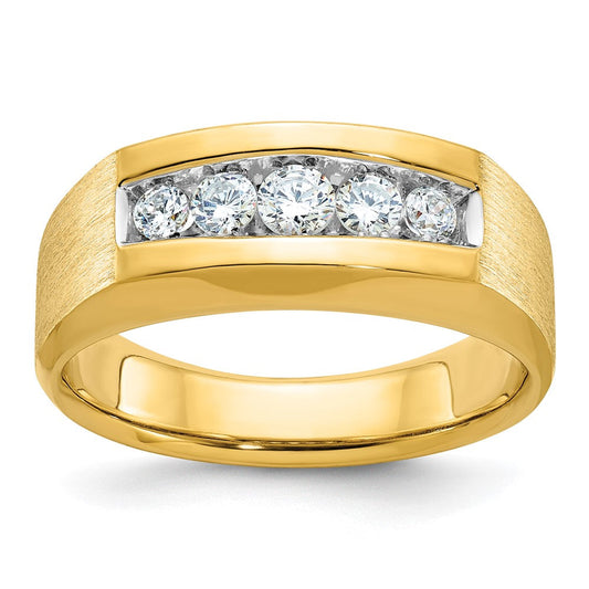 14k Yellow Gold Men's Polished and Satin Diamond Ring Mounting
