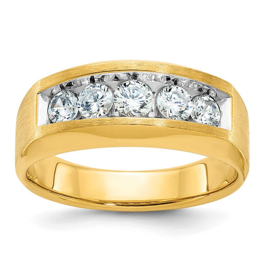 14k Yellow Gold Men's Satin Finish Diamond Ring Mounting