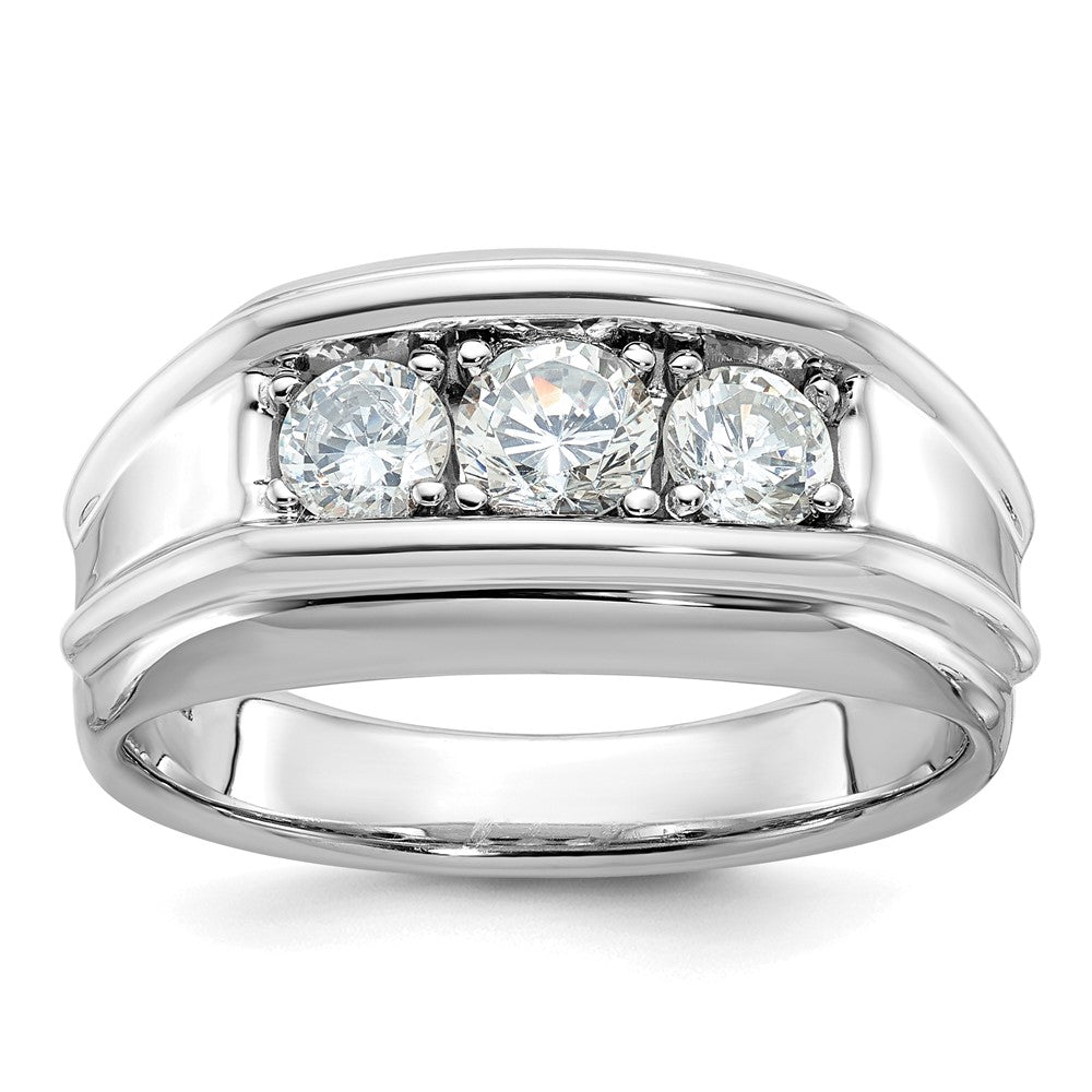 14k White Gold Men's 1 carat Diamond Complete Ring