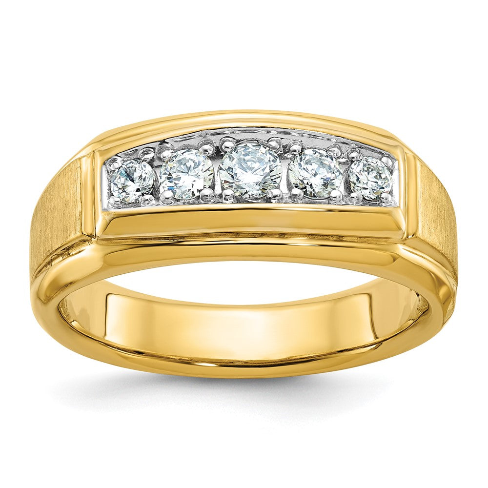 14k Yellow u0026 Rhodium Gold Two-tone Gold Men's Polished and Satin Comfort-Fit 1/2 carat Diamond Complete Ring