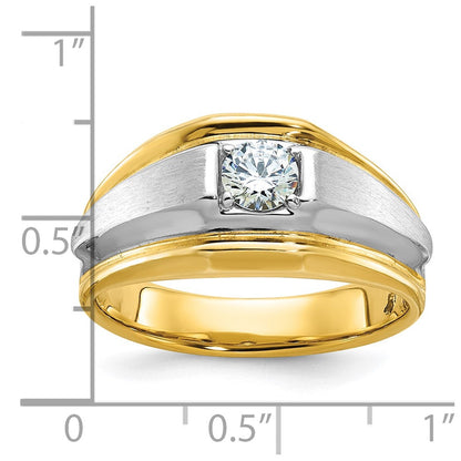 14k Two-tone Gold Men's Polished and Satin 3/8 carat Diamond Complete Ring