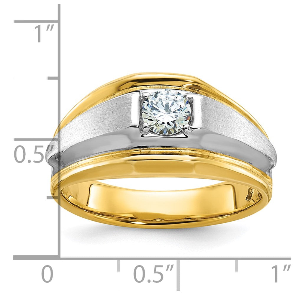 14k Two-tone Gold Men's Polished and Satin Diamond Ring Mounting