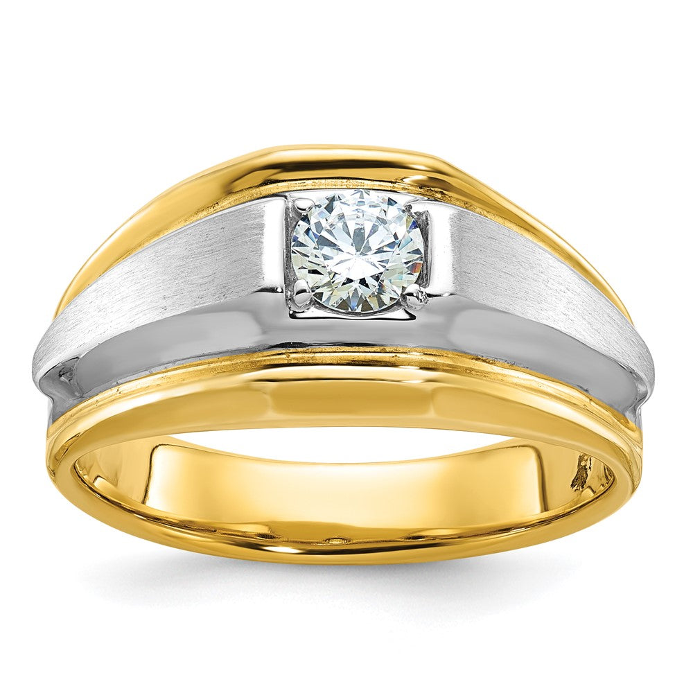 14k Two-tone Gold Men's Polished and Satin Diamond Ring Mounting