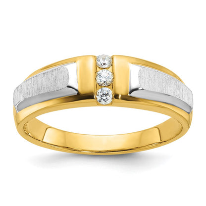 14k Two-tone Gold Men's Polished and Satin Diamond Ring Mounting