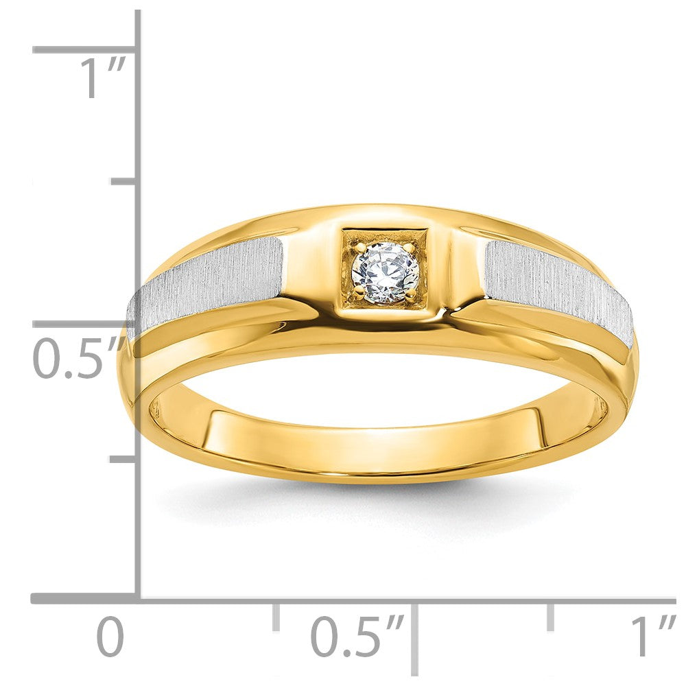 14k Two-tone Gold Men's Polished and Satin Diamond Ring Mounting
