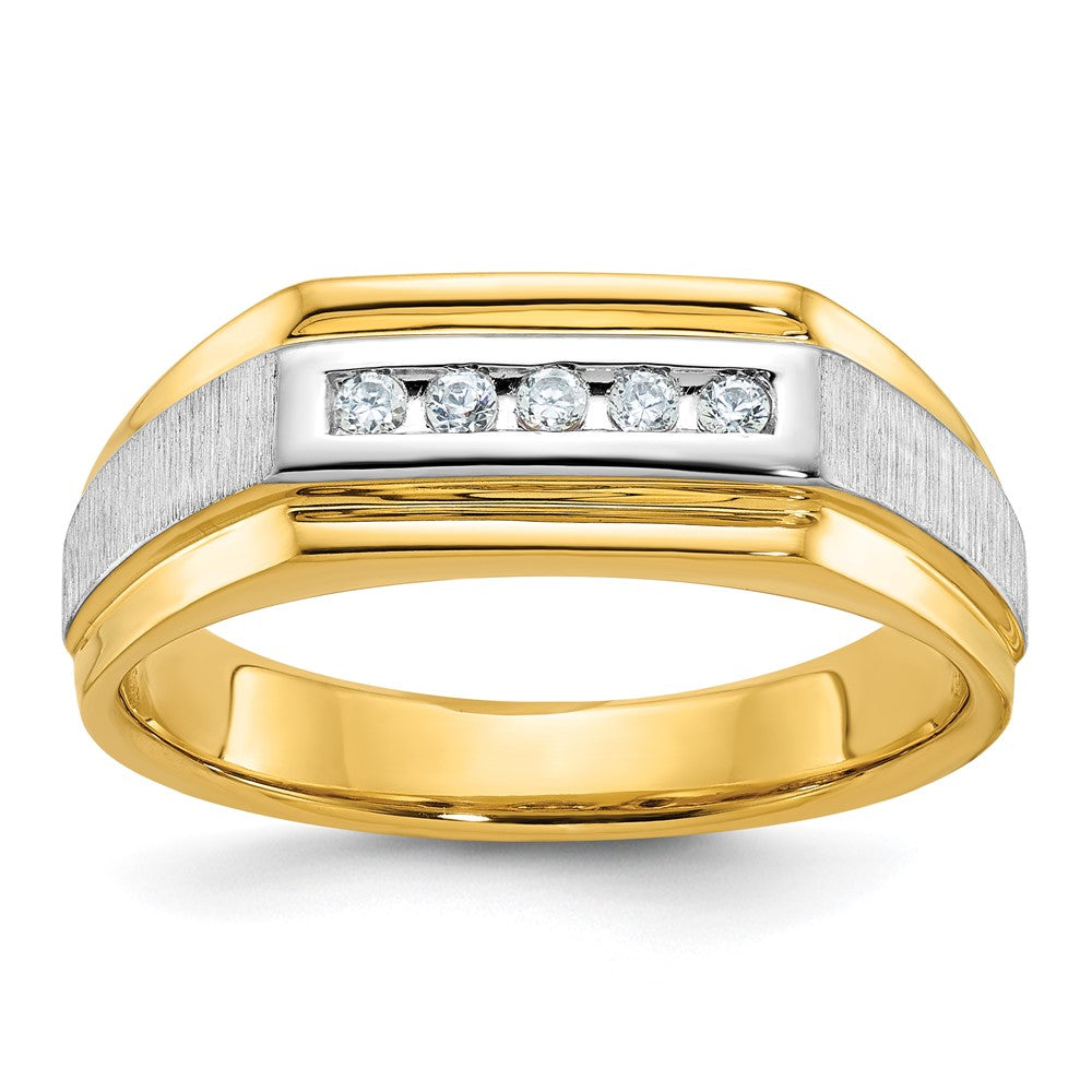 14k Yellow Gold YG Men's Polished and Satin Diamond Ring Mounting
