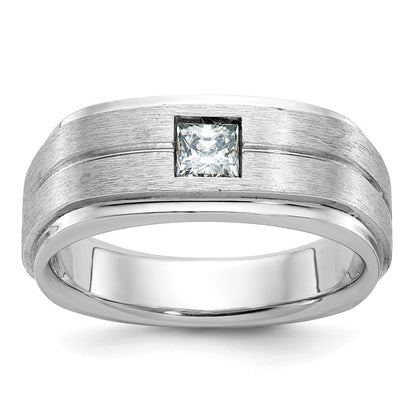 14k White Gold Men's Polished and Satin Diamond Ring Mounting