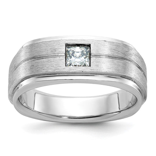 14k White Gold Men's Polished and Satin Diamond Ring Mounting