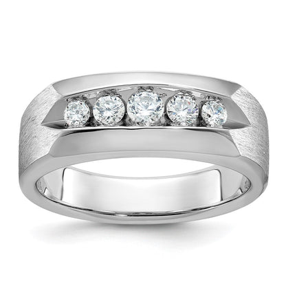 14k White Gold Men's Polished and Satin Diamond Ring Mounting