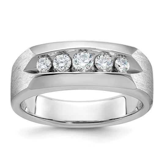 14k White Gold Men's Polished and Satin Diamond Ring Mounting