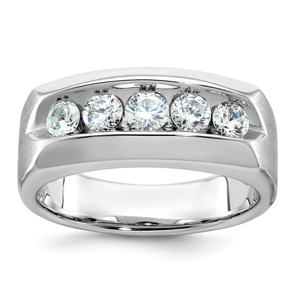 14k White Gold Men's Polished and Satin Diamond Ring Mounting